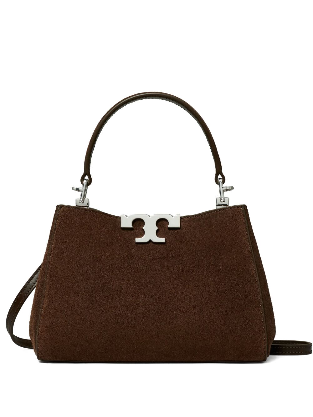Tory Burch Eleanor Mini Dark Brown Suede Top Handle Bag Brown