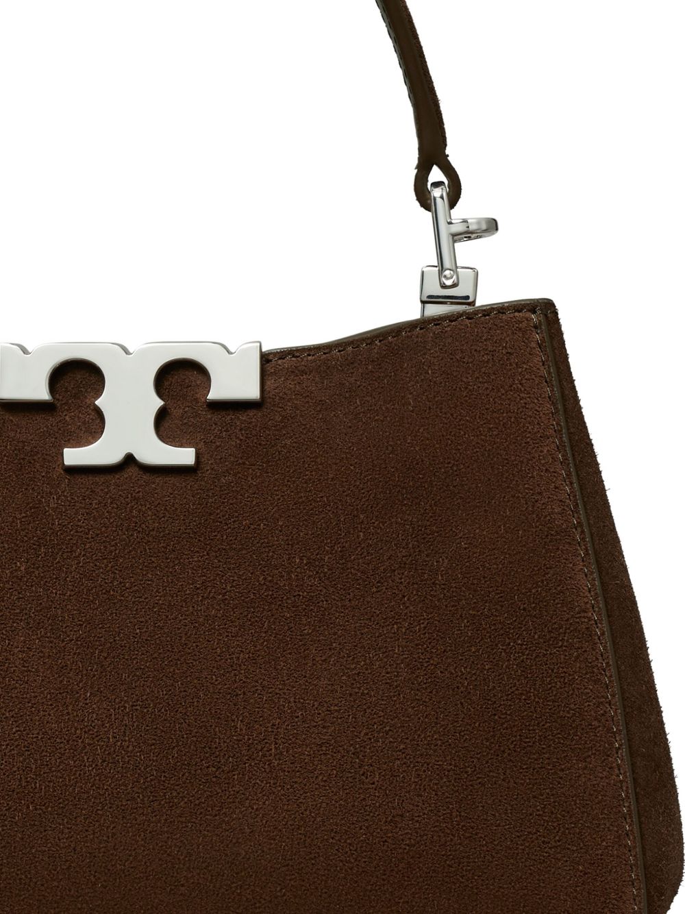 Tory Burch Eleanor Mini Dark Brown Suede Top Handle Bag Brown