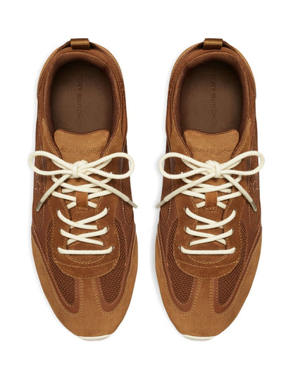 Tory Burch Leather and Suede Travel Sneakers Leather Brown