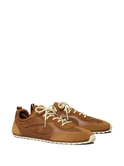 Tory Burch Leather and Suede Travel Sneakers Leather Brown