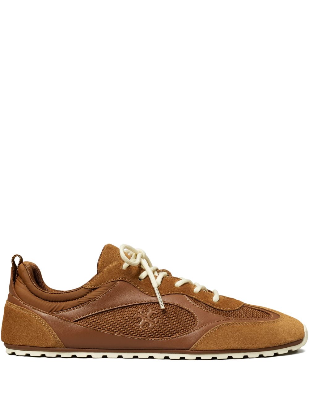 Tory Burch Leather and Suede Travel Sneakers Leather Brown