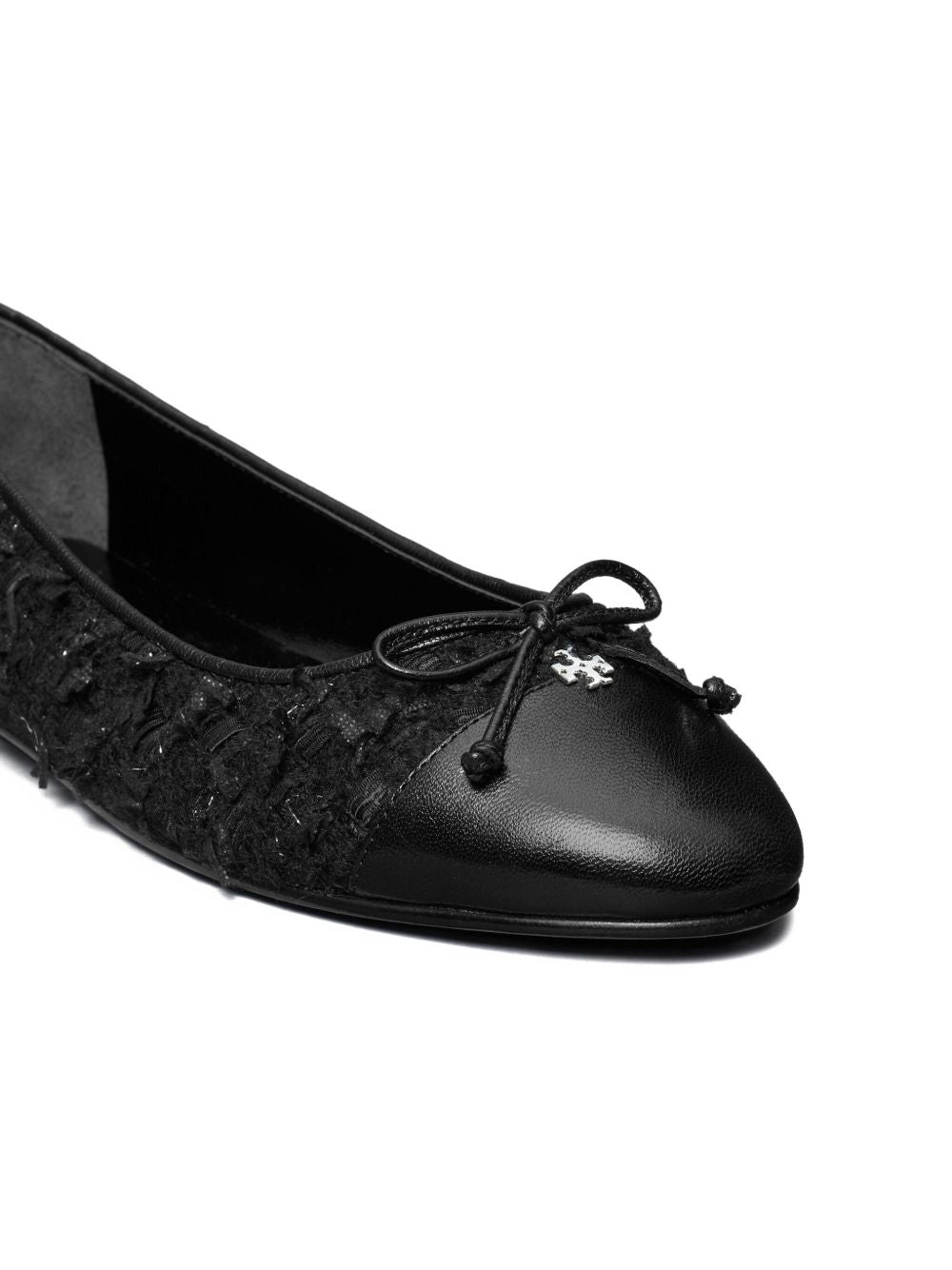 Tory Burch Cap-Toe Midnight Navy Tweed Ballet Flats Blue