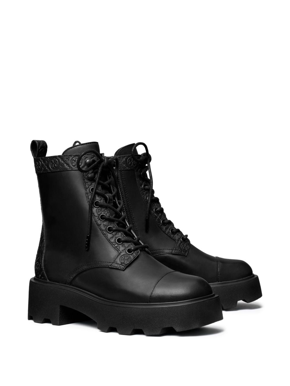 Tory Burch Monogram Leather Ankle Boots Black