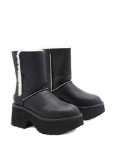 Ugg Australia Esmee Shearling-Trim Leather Platform Boots Black