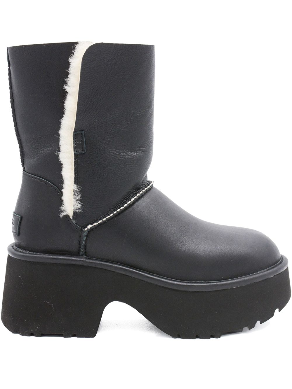 Ugg Australia Esmee Shearling-Trim Leather Platform Boots Black