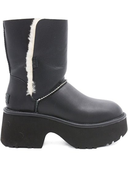 Ugg Australia Esmee Shearling-Trim Leather Platform Boots Black