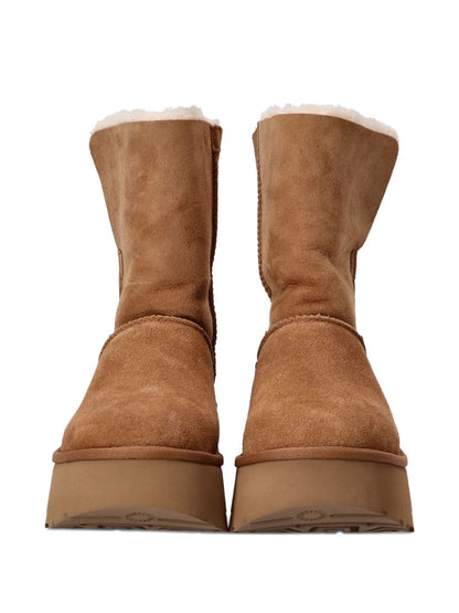 Ugg Australia Esmee Shearling-Lined Suede Platform Boots Beige