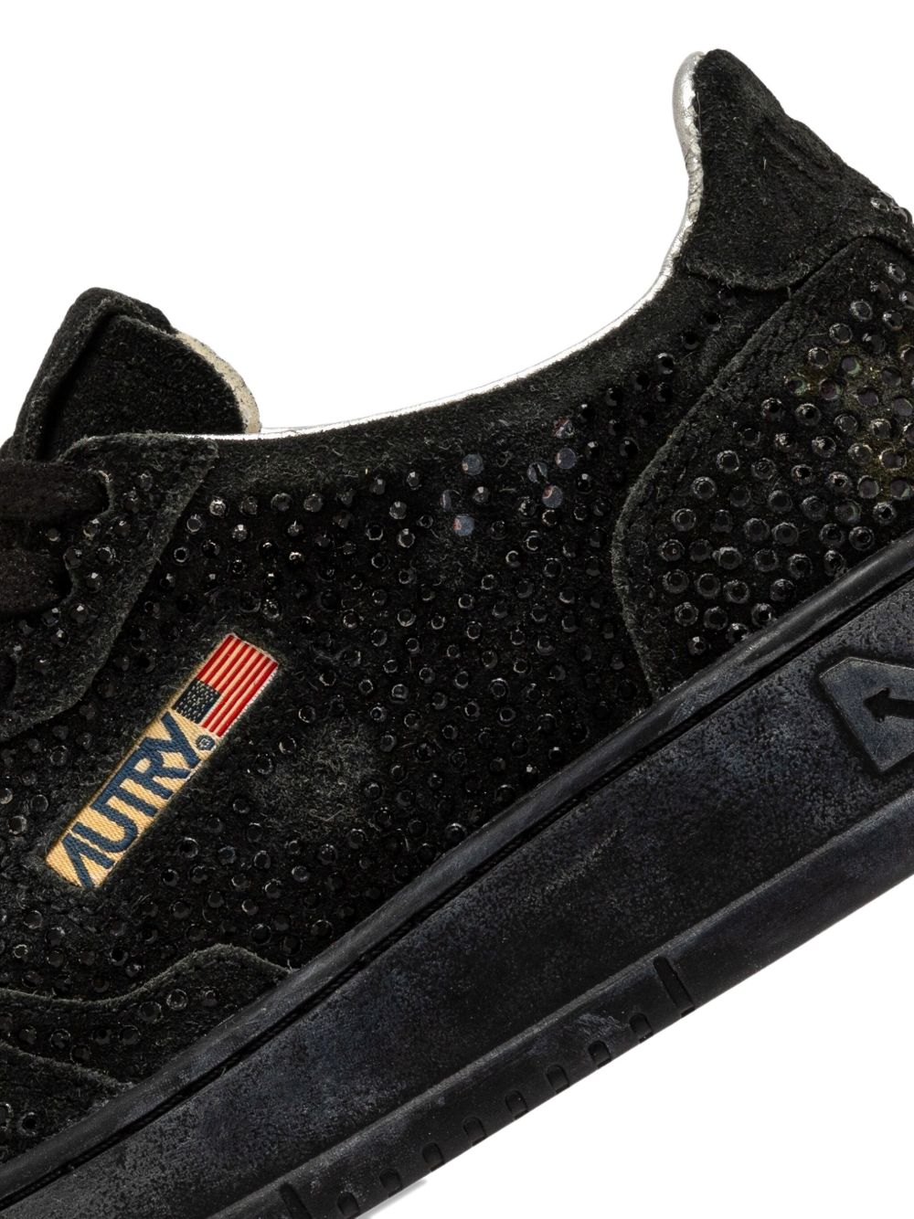 032C Medialist Low Rhinestone-Embellished Suede &amp; Leather Sneakers Black