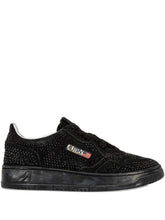 032C Medialist Low Rhinestone-Embellished Suede & Leather Sneakers Black