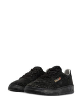 032C Medialist Low Rhinestone-Embellished Suede & Leather Sneakers Black