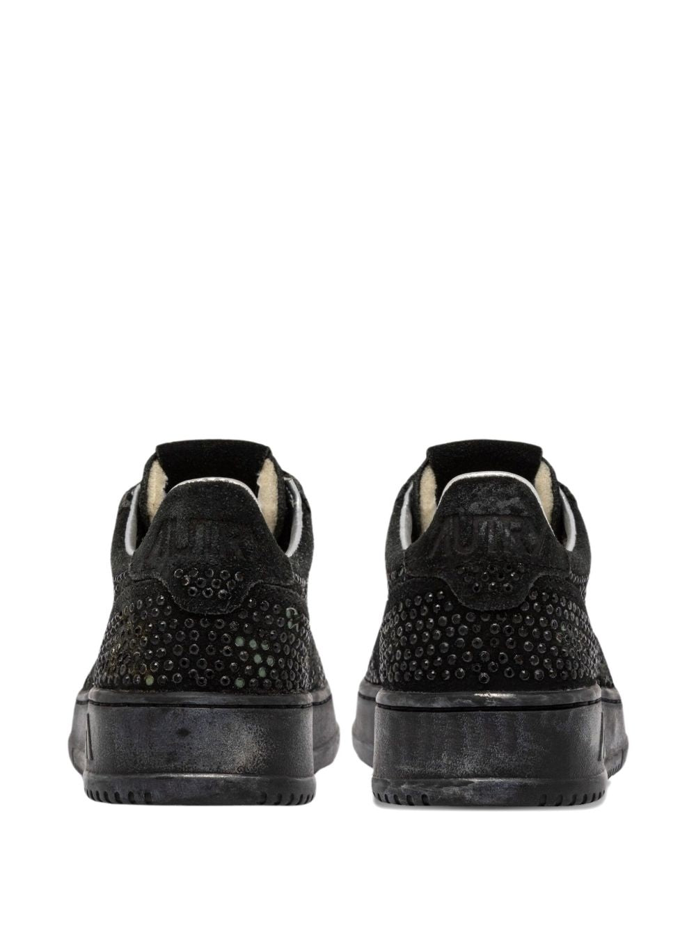 032C Medialist Low Rhinestone-Embellished Suede &amp; Leather Sneakers Black