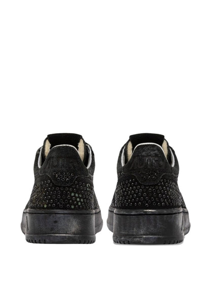 032C Medialist Low Rhinestone-Embellished Suede &amp; Leather Sneakers Black