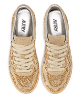 032C Medialist Low Beige Leather Sneakers with Rhinestone Embellishments Beige
