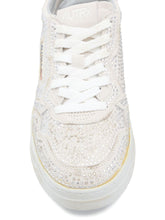 032C Medalist Low White Rhinestone Embellished Leather Sneakers White