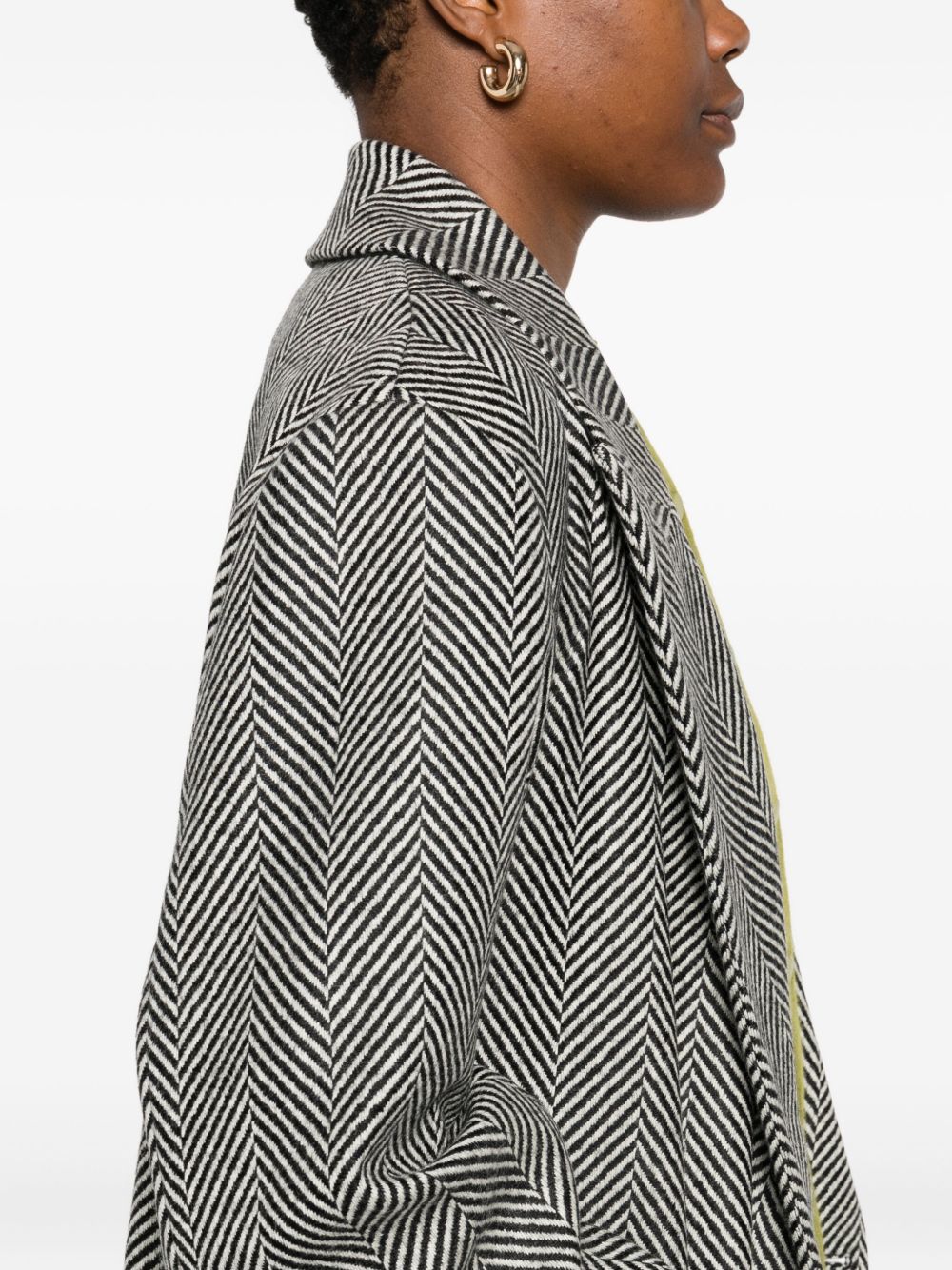 Forte Forte Double-Breasted Herringbone Virgin Wool Coat Grey