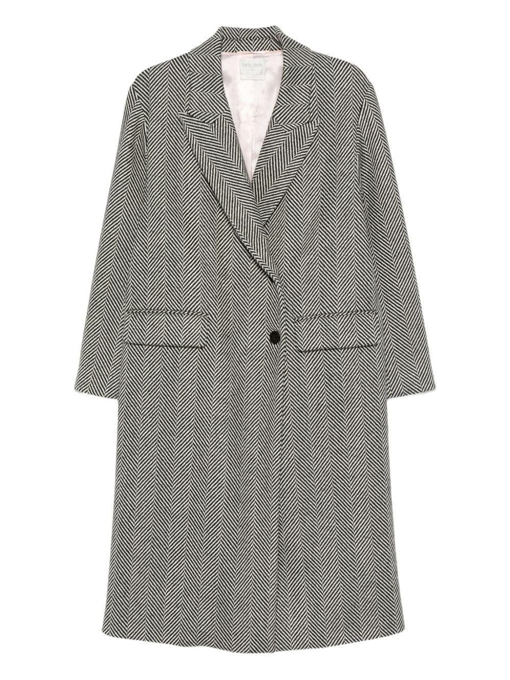 Forte Forte Double-Breasted Herringbone Virgin Wool Coat Grey