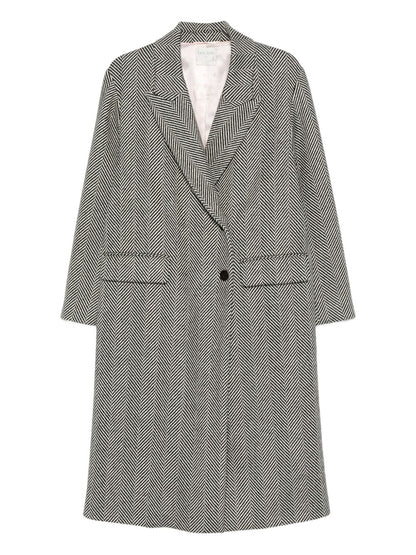Forte Forte Double-Breasted Herringbone Virgin Wool Coat Grey
