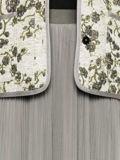 Forte Forte Pleated Tulle A-Line Midi Skirt Grey