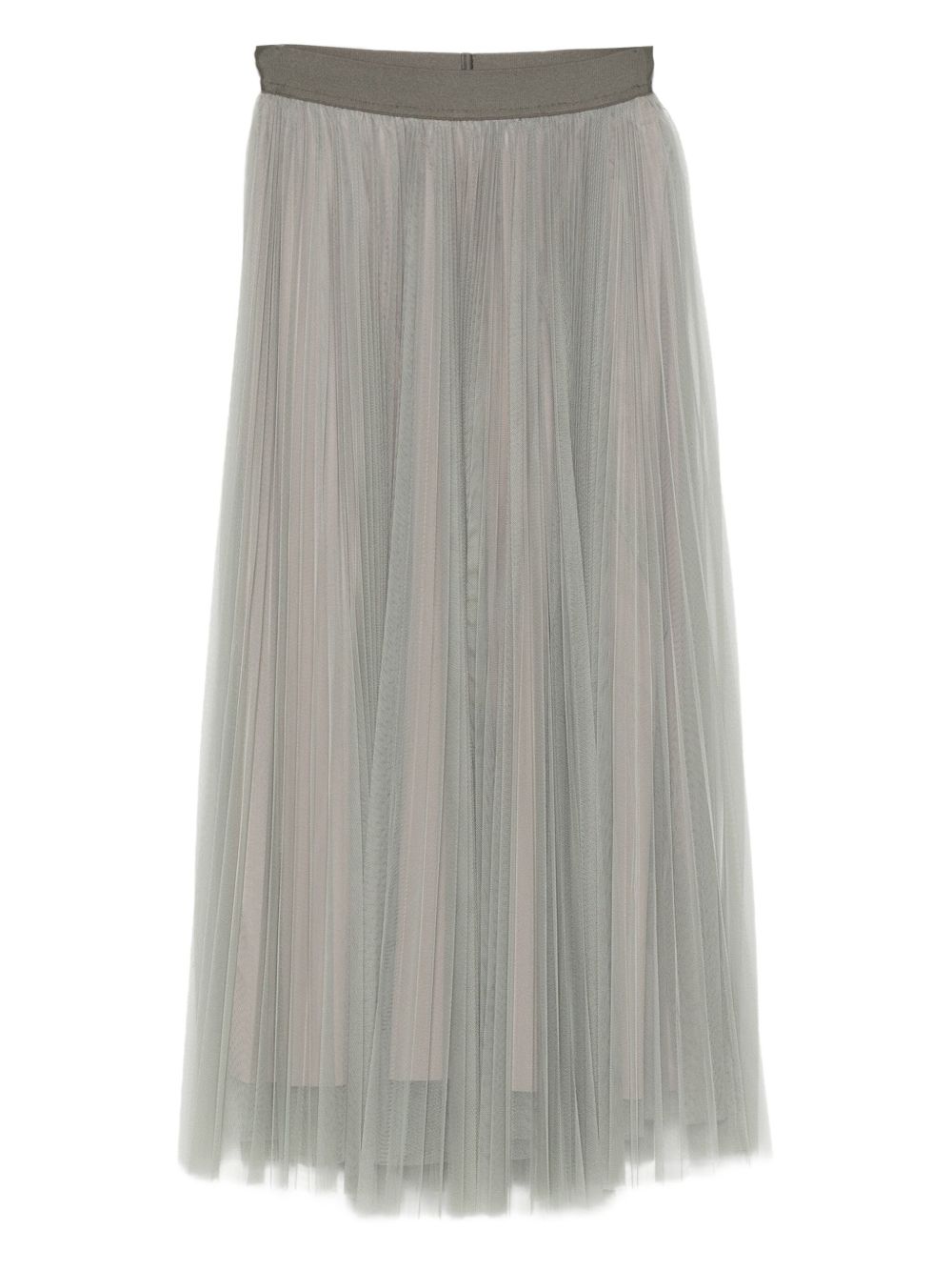 Forte Forte Pleated Tulle A-Line Midi Skirt Grey