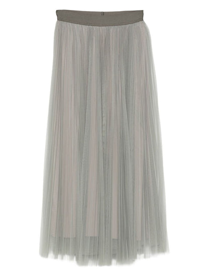 Forte Forte Pleated Tulle A-Line Midi Skirt Grey