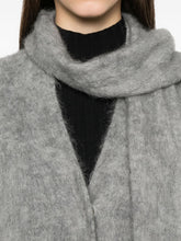 Forte Forte V-Neck Mohair-Blend Cardigan with Tie Scarf Grey