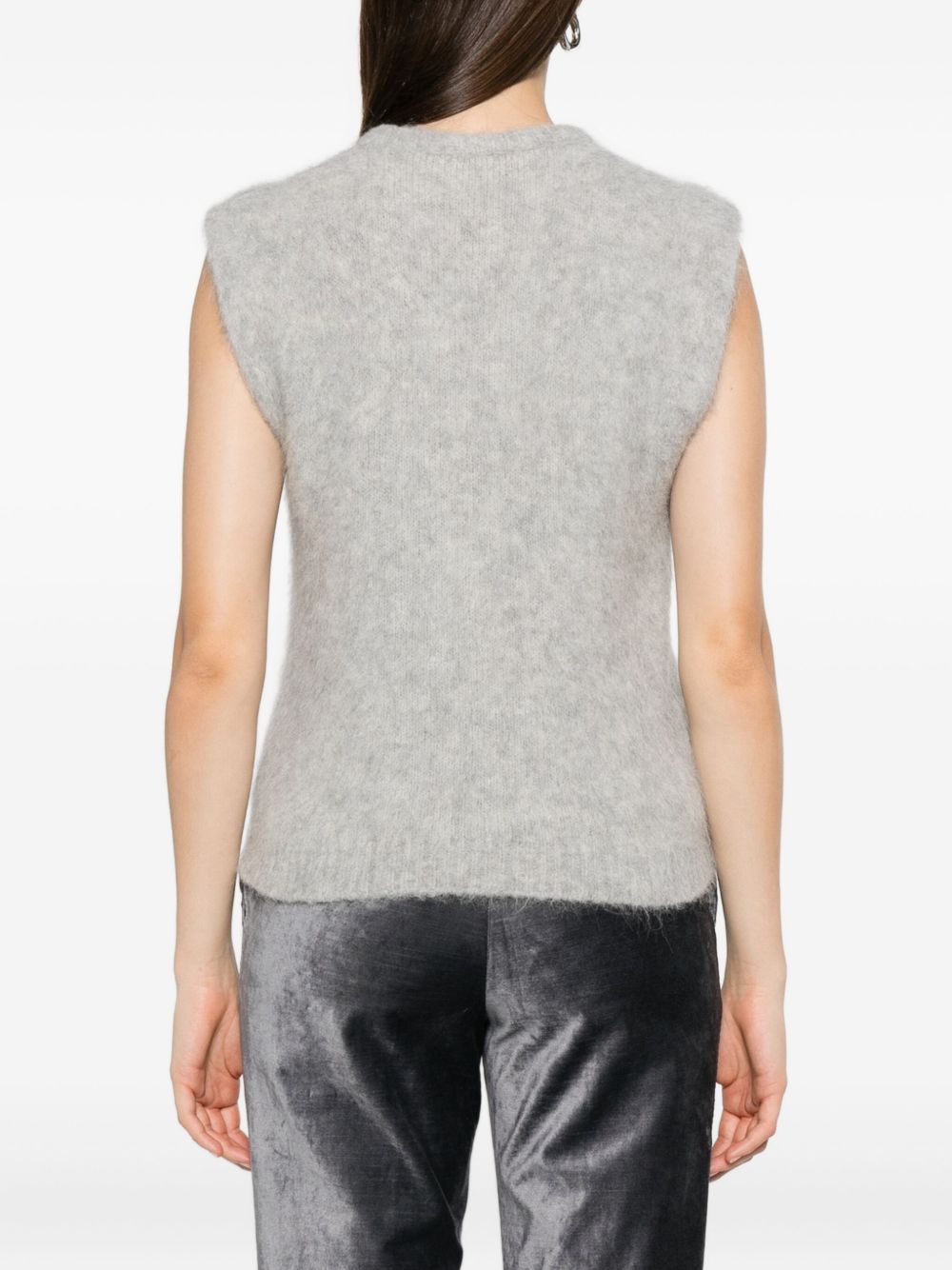 Forte Forte Cropped Pearl Grey Sleeveless Wool-Blend Sweater Grey
