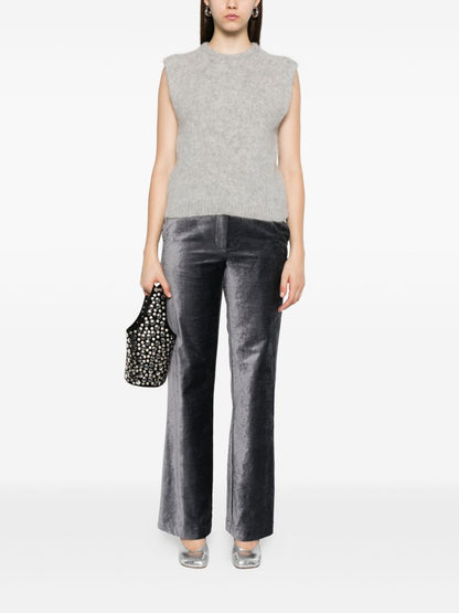 Forte Forte Cropped Pearl Grey Sleeveless Wool-Blend Sweater Grey