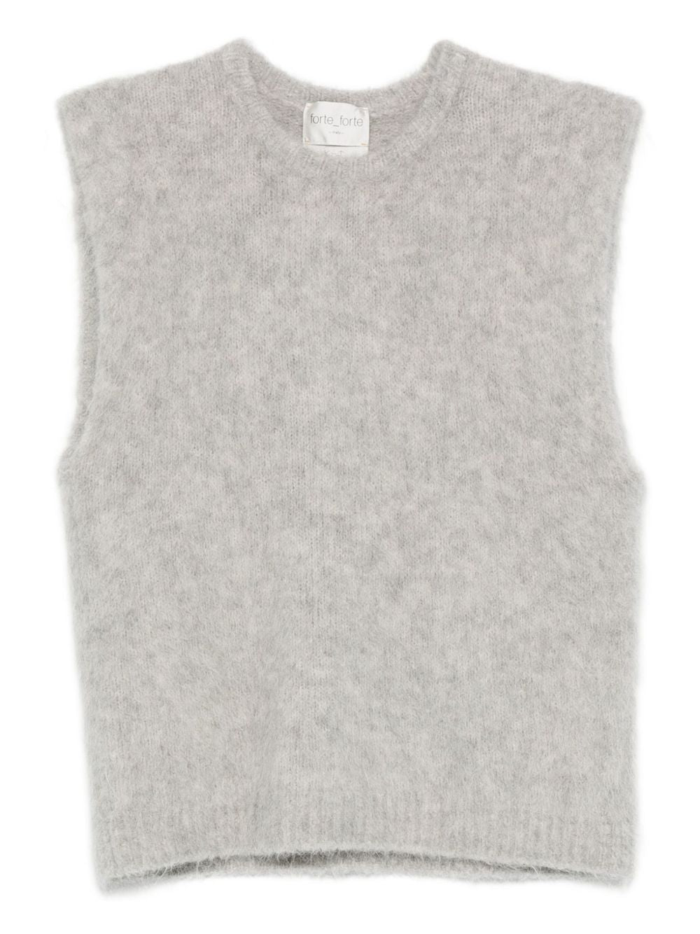 Forte Forte Cropped Pearl Grey Sleeveless Wool-Blend Sweater Grey