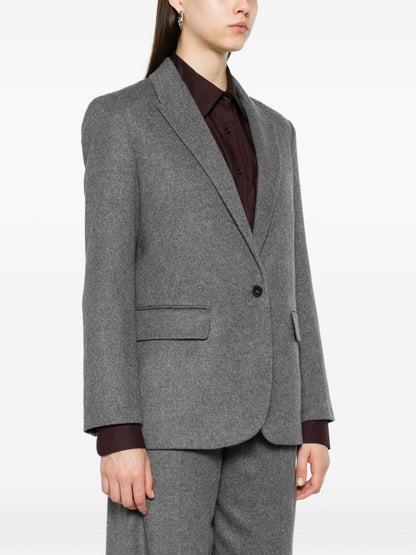 Forte Forte Single-Breasted Grey Wool-Blend Blazer Grey