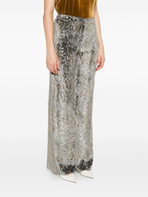 Forte Forte High-Waisted Metallic Animal-Pattern Trousers Grey