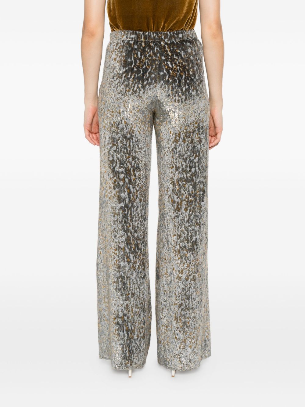 Forte Forte High-Waisted Metallic Animal-Pattern Trousers Grey