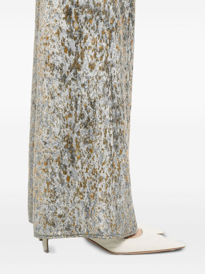 Forte Forte High-Waisted Metallic Animal-Pattern Trousers Grey