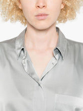 Forte Forte Silver Grey Silk-Blend Shirt with Long Sleeves Grey