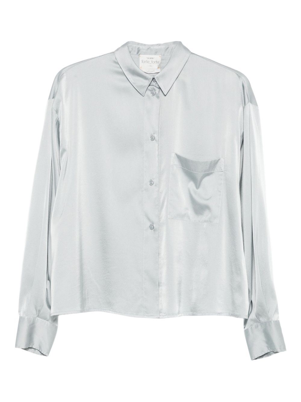 Forte Forte Silver Grey Silk-Blend Shirt with Long Sleeves Grey