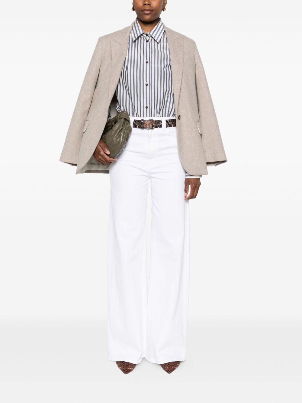 Forte Forte Striped Cotton-Blend Shirt Blue