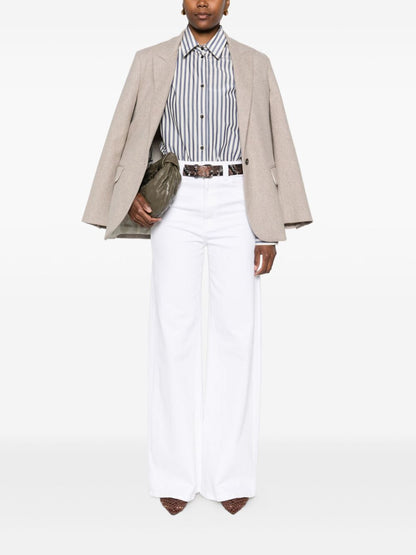 Forte Forte Striped Cotton-Blend Shirt Blue