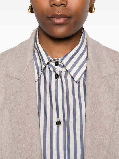Forte Forte Striped Cotton-Blend Shirt Blue
