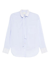 Forte Forte Tie-Neck Cotton Shirt with Contrasting Cuffs Clear Blue