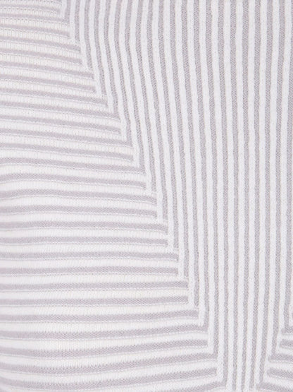Emporio Armani Striped Knit Roll Neck Sweater Grey