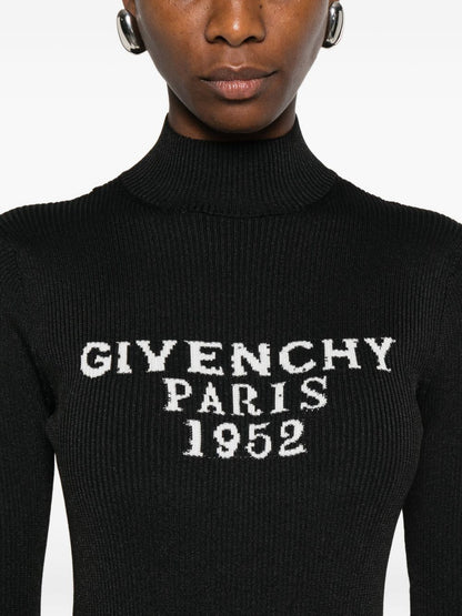 Givenchy Ribbed High-Neck Long-Sleeve Bodysuit Black