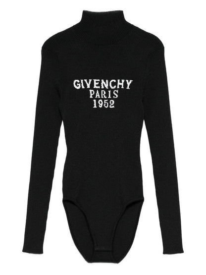 Givenchy Ribbed High-Neck Long-Sleeve Bodysuit Black
