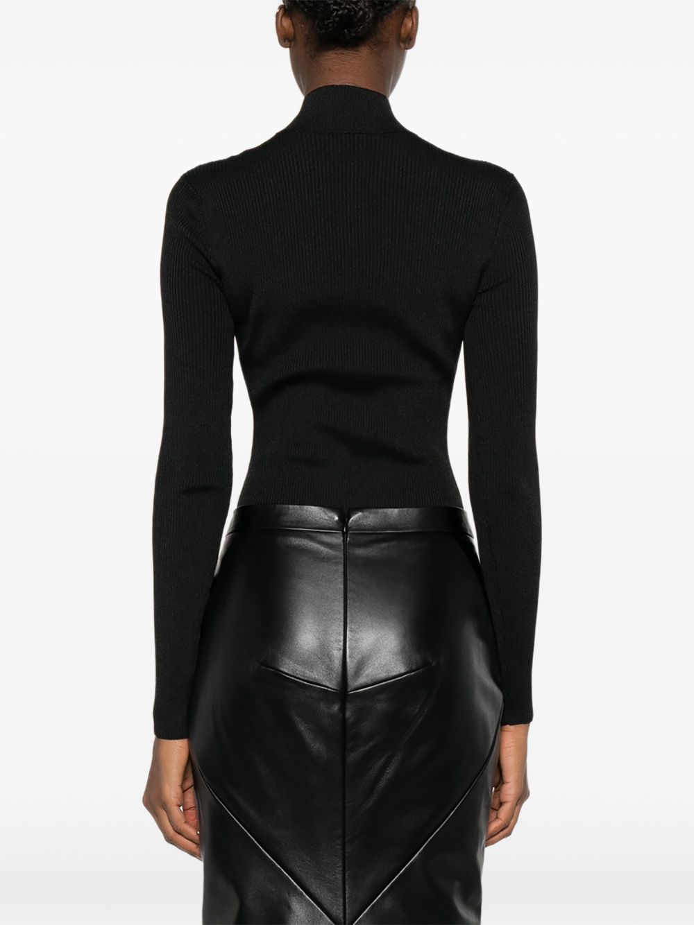 Givenchy Ribbed High-Neck Long-Sleeve Bodysuit Black