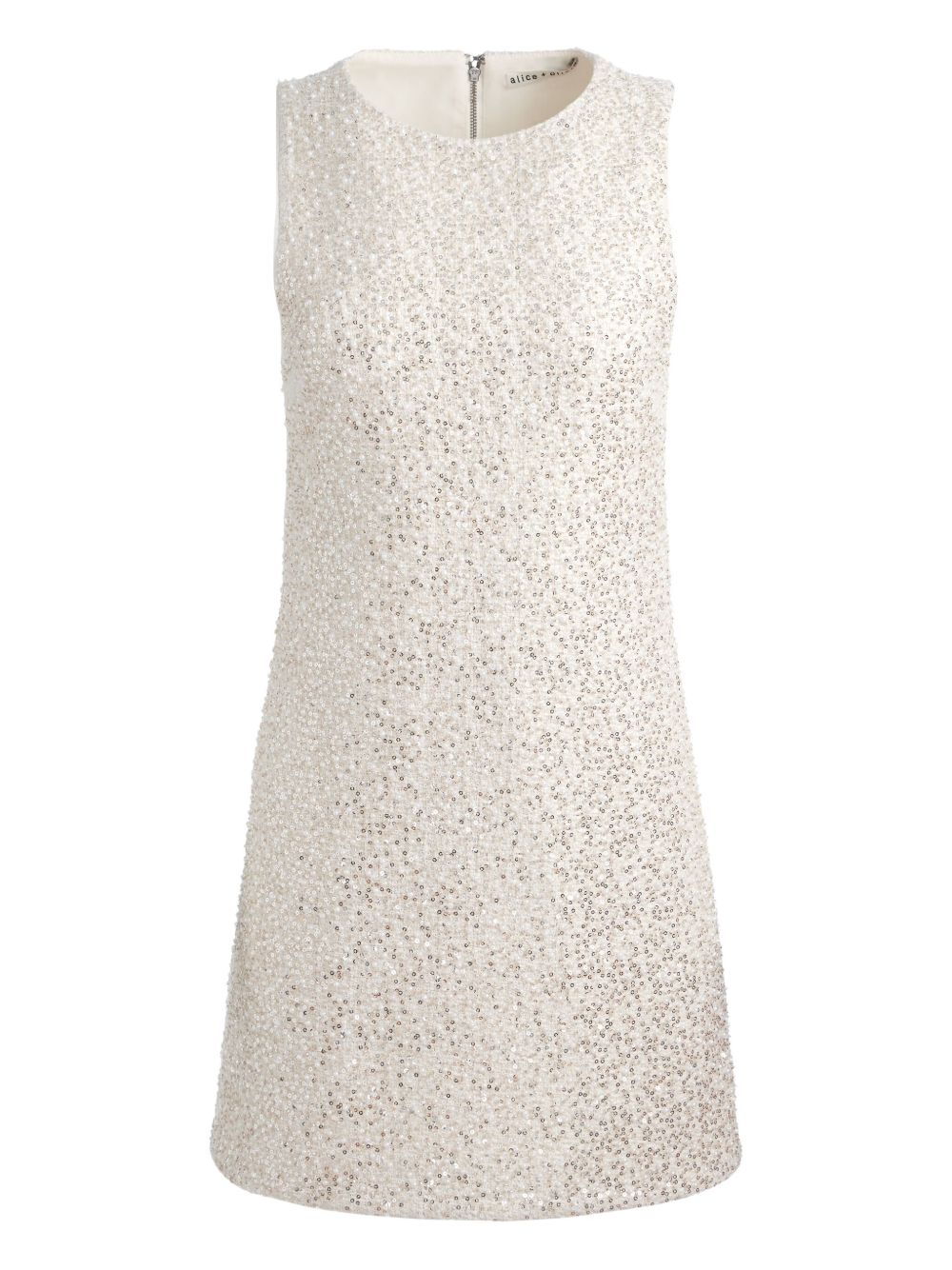 Alice + Olivia Cade Sequin-Embellished Off-White Mini Dress White