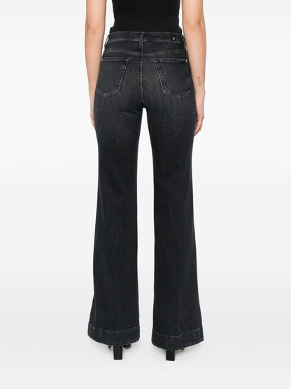 Seven High-rise Flared Black Jeans Black