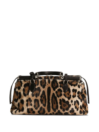 Dolce &amp; Gabbana Medium Animal-Print Leather Shoulder Bag Brown
