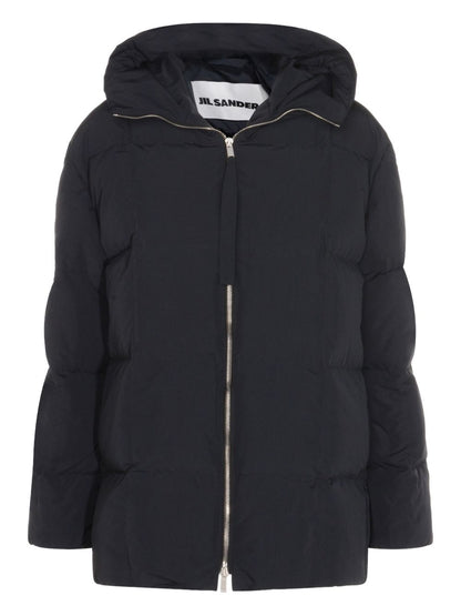 Jil Sander Plus Hooded Quilted Longline Coat Black