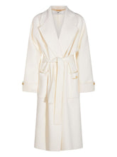 Elisabetta Franchi Wool Belted Coat with Lapel Collar and Front Pockets White White
