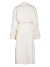 Elisabetta Franchi Wool Belted Coat with Lapel Collar and Front Pockets White White