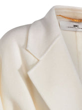 Elisabetta Franchi Wool Belted Coat with Lapel Collar and Front Pockets White White