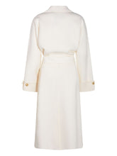 Elisabetta Franchi Wool Belted Coat with Lapel Collar and Front Pockets White White